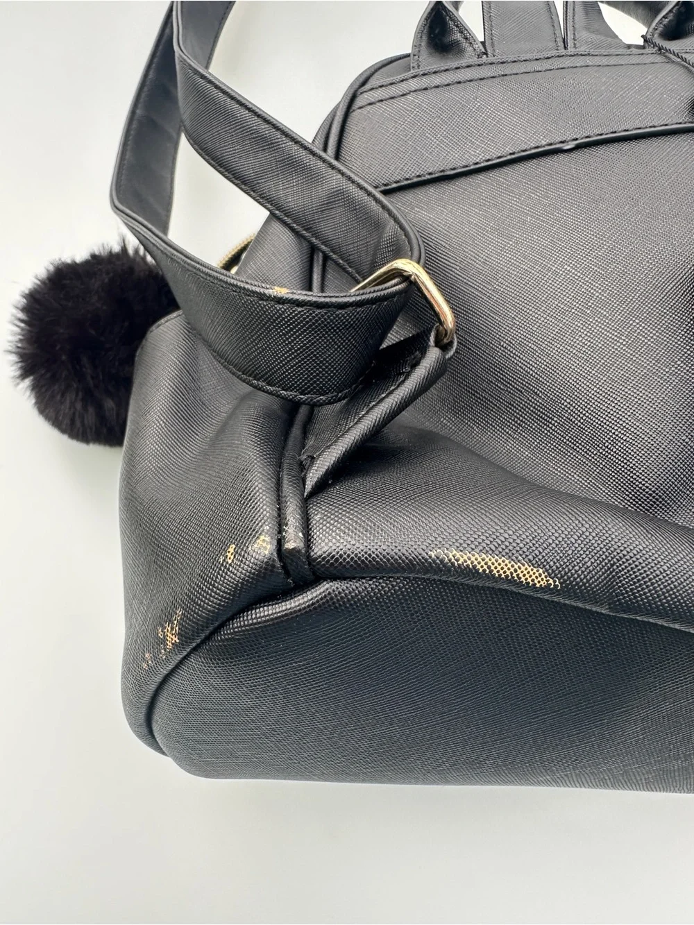 Women’s Black Mini Backpack Floral Love Embroidery Gold Tone Zippers